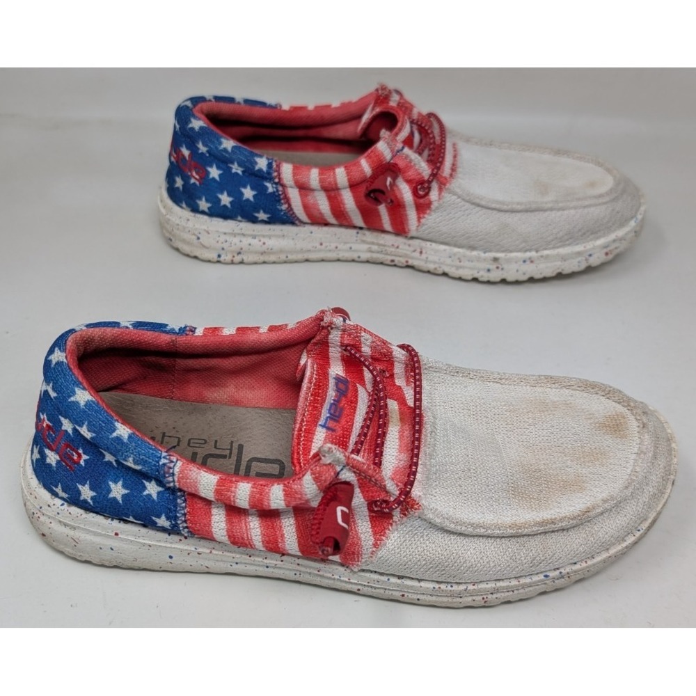 Hey Dude Women's size 7 Wendy Sox Tri Americana American Flag 4th of July Shoes